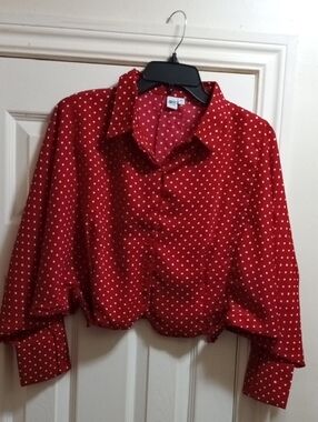 Sky Red Polka Dot Shirt with White Dots
